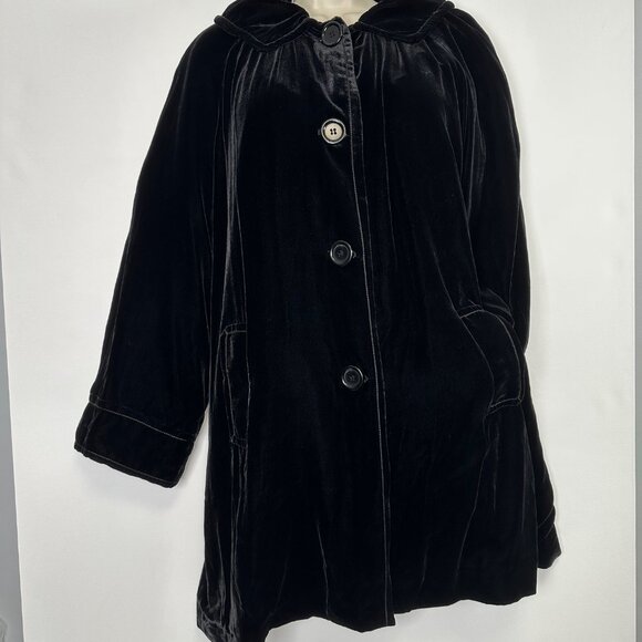 Vintage Black Velvet Evening Coat, Silk Rayon Mix, Dramatic, Romantic, Theatre - Picture 3 of 10